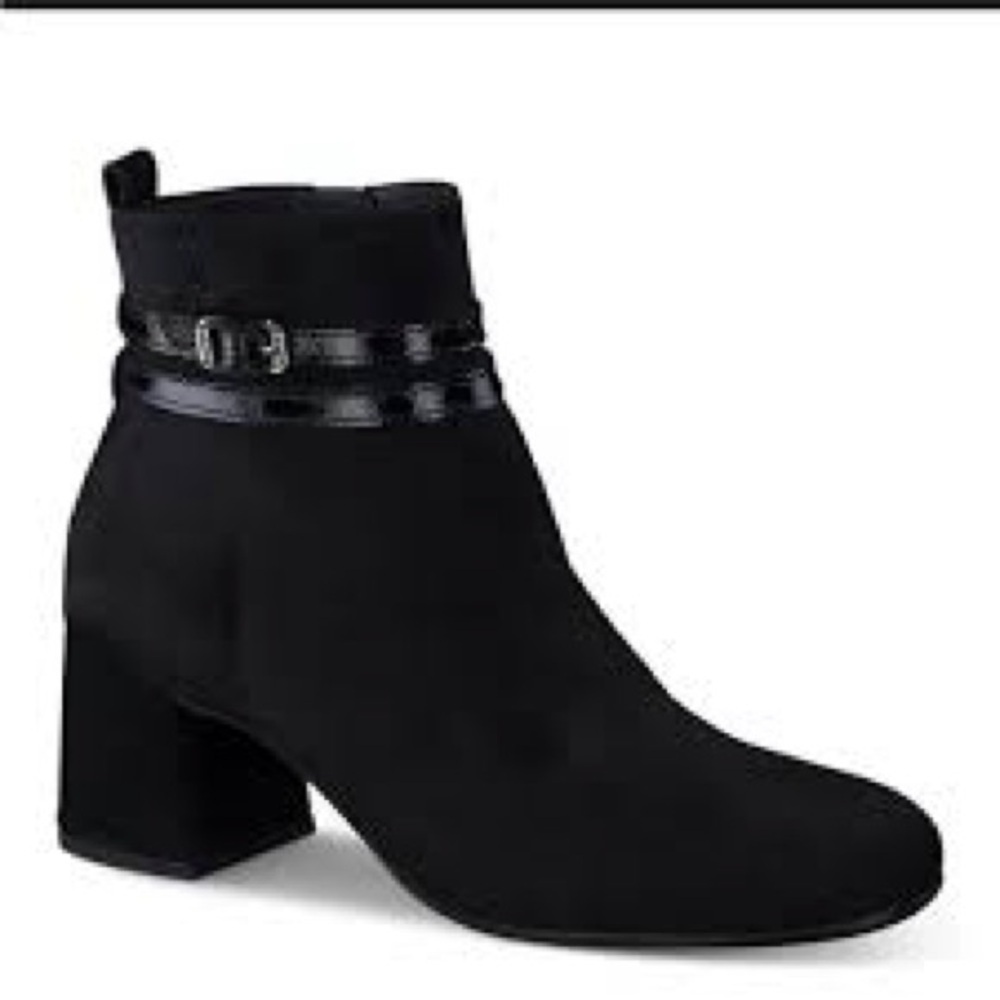 Paul Green Sante Black Suede Side Zip Bootie Women's‎ 8